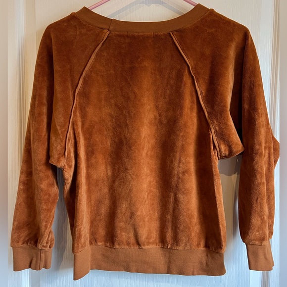SUZIE KONDI Women's Velour Raglan Sweatshirt Top Orange Rust Myrrh XS - Picture 11 of 14